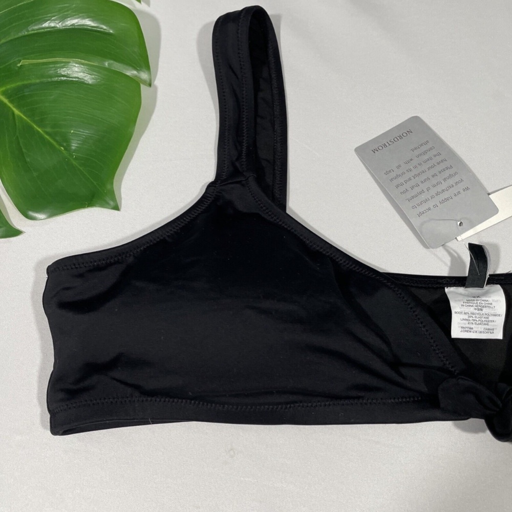 NWT MADEWELL [ PLUS 2X ] Second Wave Tie Front Bikini Top In True‎ Black - Picture 4 of 12